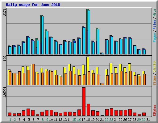 Daily usage for June 2013