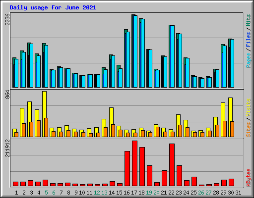 Daily usage for June 2021