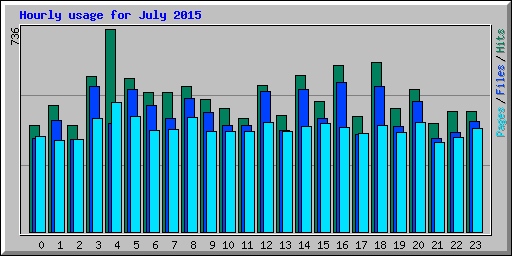 Hourly usage for July 2015